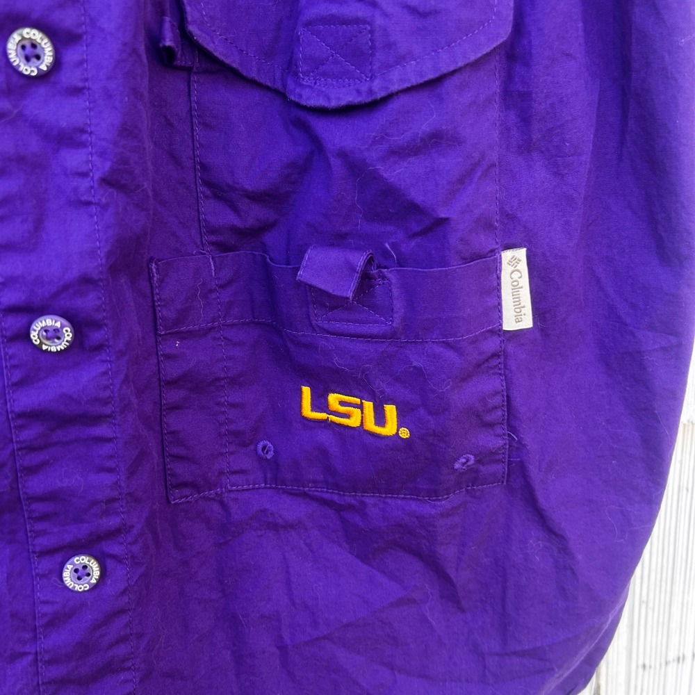 Columbia LSU Tigers Purple‎ Button Front PFG Style Dress Womens XL Cotton - Picture 4 of 10